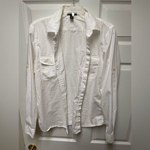 Ralph Lauren Jean Company White Button Up Long Sleeve Shirt Women’s Size XL